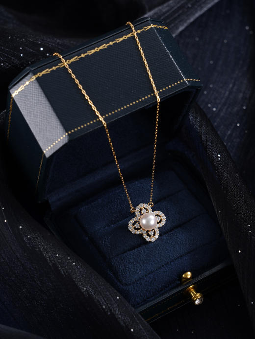 子佩集【四叶之约】银S925珍珠惜王妃套链【HJYTL015】7.5mm珠镀金四叶草2601 商品图7
