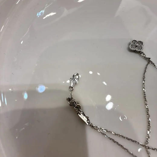 梵克雅宝 单花 小号 镶钻 白金 项链 商品图3