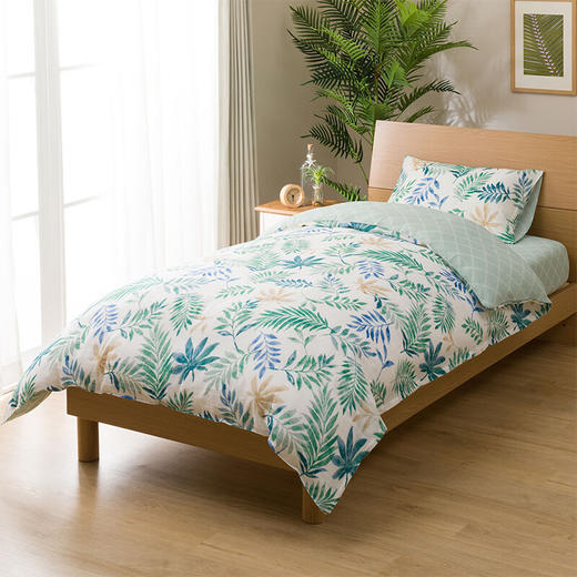 宿舍家用床上用品纯棉枕套被套床笠 叶子 商品图0