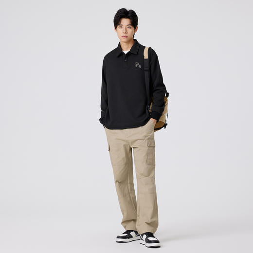 gxgjeans 男装【肌理感面料】男士长袖POLO衫25秋款个性绣花青少年打底衫K&C 商品图1