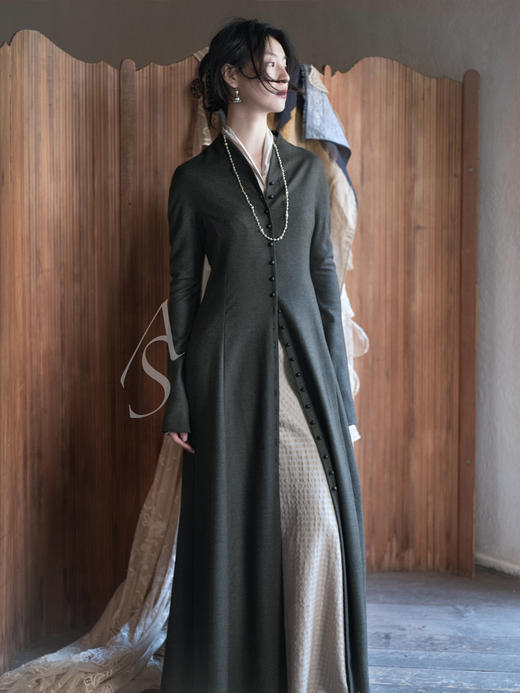 Cortana 米色NUNA肌理格纹羊毛垂坠连衣裙 商品图11