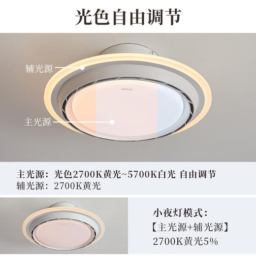 OPPLE欧普照明逸风卧室风扇灯全光谱现代简约餐厅隐形无叶吊扇灯 商品图3