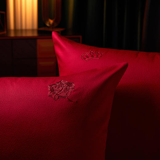 多喜爱 喜玫瑰 80S厚织提花八件套 欢悦于爱【B面60S新绒棉】 【玫瑰花刺绣】【拼框工艺】【拉杆箱包装】色泽亮丽 垂坠感佳 商品图9