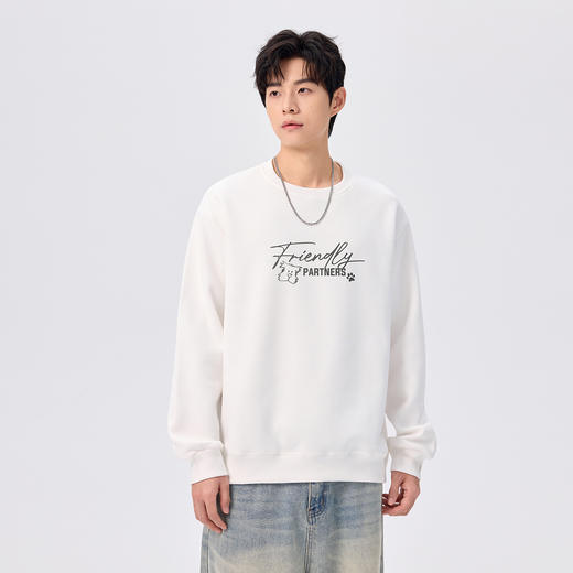 gxgjeans 男装男士2025秋款圆领卫衣简约休闲潮流内搭外穿青少年打底上衣K&C 商品图1