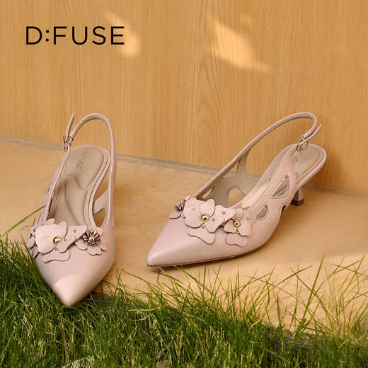 Dfuse迪芙斯2026春季新款尖头细跟格桑花柔软羊皮通勤高跟凉鞋女鞋DFE1114021 商品图4