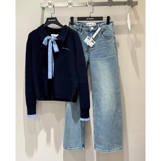 一店k vocal‼️一条裤子连续穿了三天！blingbling 立体小水钻真的太迷人了！素人也能秒变穿搭博主！超重工高温烫钻！🍐形腿不直全给遮得明明白白！藏肉显瘦一把手！高腰直筒阔腿牛仔裤 商品图8