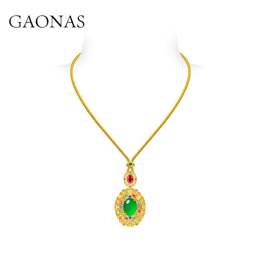GAONAS  法式中国风贵气老钱金色项链11697DG 商品图2