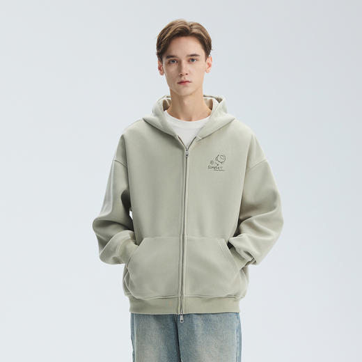 gxgjeans 男装男士卫衣2025秋款连帽宽松百搭日常休闲潮流印花开衫卫衣男K&C 商品图2