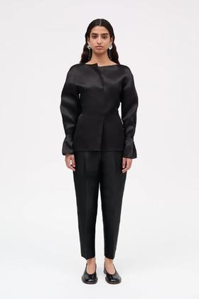 Mark Kenly Domino Tan 26PS 黑色真丝bemma收腰上衣