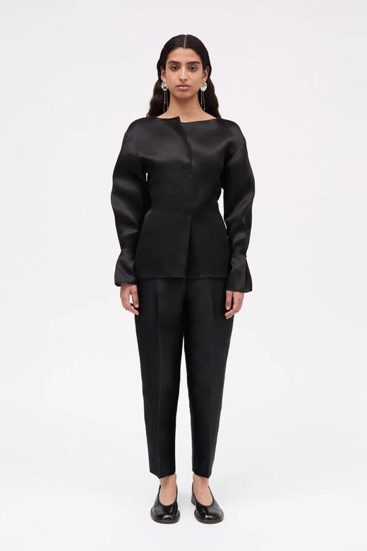 Mark Kenly Domino Tan 26PS 黑色真丝bemma收腰上衣 商品图0