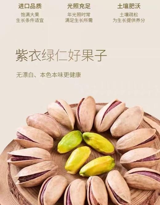 奥利菲亚的开心果|黄壳紫衣绿仁的开心果才是优质的，坚持自然成熟采摘，拒绝高温加工，拒绝漂白，确保每一颗绿果仁表面完整的包裹着紫色果衣，是最淳朴最原香的开心果~ 商品图4