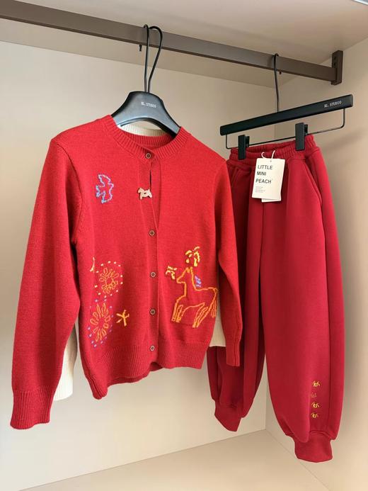 F011371儿童马年元素刺绣图案服装羊毛衫+灯笼裤套装 商品图6