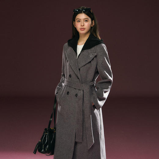 Ariseism 美式复古高级感中长款毛呢外套冬季新款保暖外套 商品图1