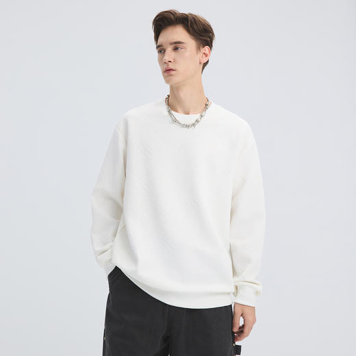 gxgjeans 男装【肌理感】25秋冬款男士圆领卫衣时尚百搭校园内搭加绒打底衫K&C 商品图4