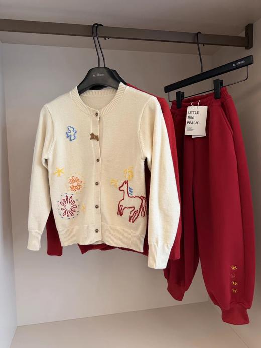 F011371儿童马年元素刺绣图案服装羊毛衫+灯笼裤套装 商品图4