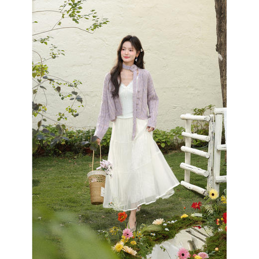 鹿向南「暖光曳步」杏色轻薄a字半身裙女春新款宽松显瘦高腰纱裙 商品图4