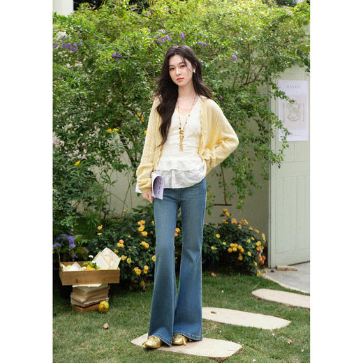 鹿向南「芒芒奶冻」高级感奶油黄针织衫女春新款洋气长袖开衫上衣 商品图1