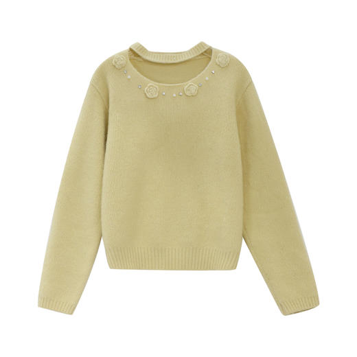 鹿向南「软穗织念」秋冬韩系圆领针织衫套头毛衣显瘦气质上衣女 商品图1