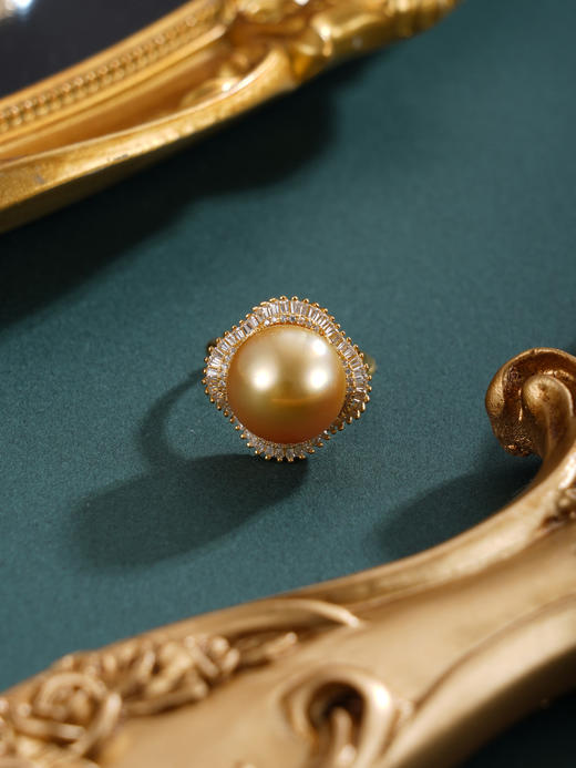 子佩集【四叶诗篇】银S925珍珠惜王妃戒指【HJYJZ013】13mm珠镀金四叶草金色珠2601 商品图3