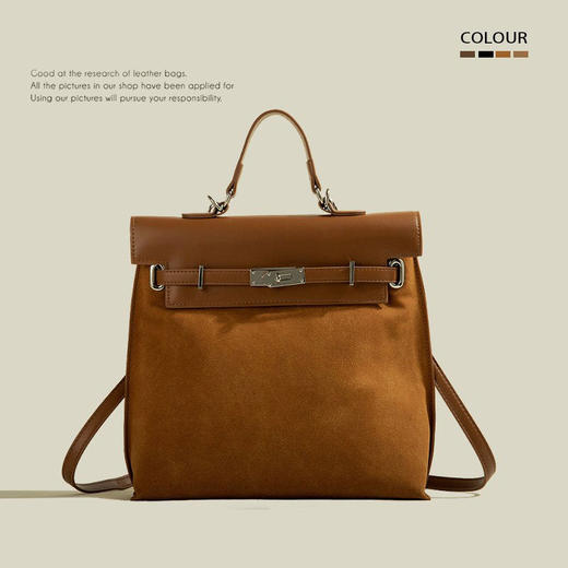 【原创爆款❗️复古单双肩包】磨砂质感细腻顺滑，精细面料更耐磨，安全拉链容量更大，2026新款小众旅行包通勤大容量磨砂包包双肩背包QQ 商品图2