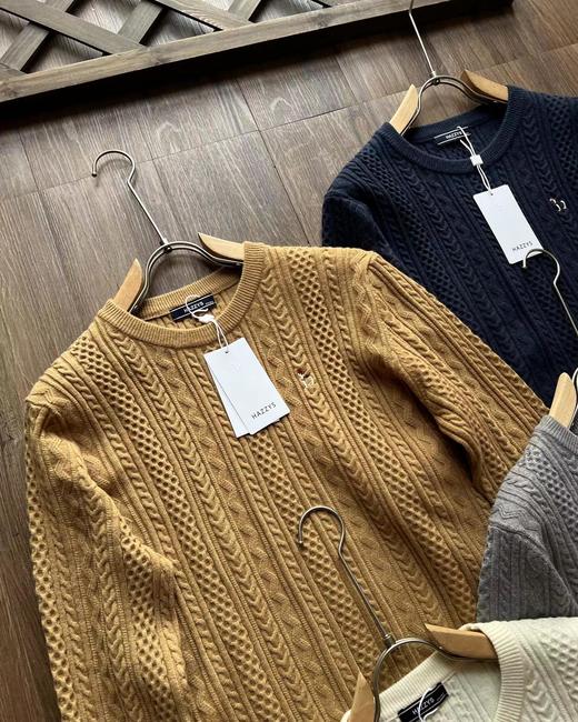 F011337男士圆领肌理感绞花毛衣保暖针织衫上衣 商品图3