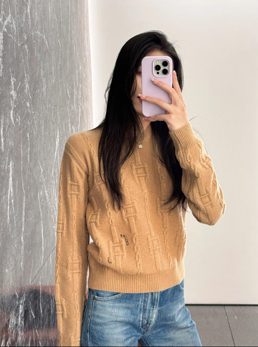 赛琳 新款 羊绒针织衫 驼/蓝两色(KX*MM) 商品图1