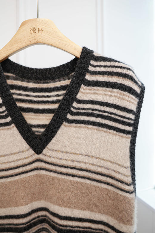 园游会|复古拼色叠穿羊绒马甲 商品图1