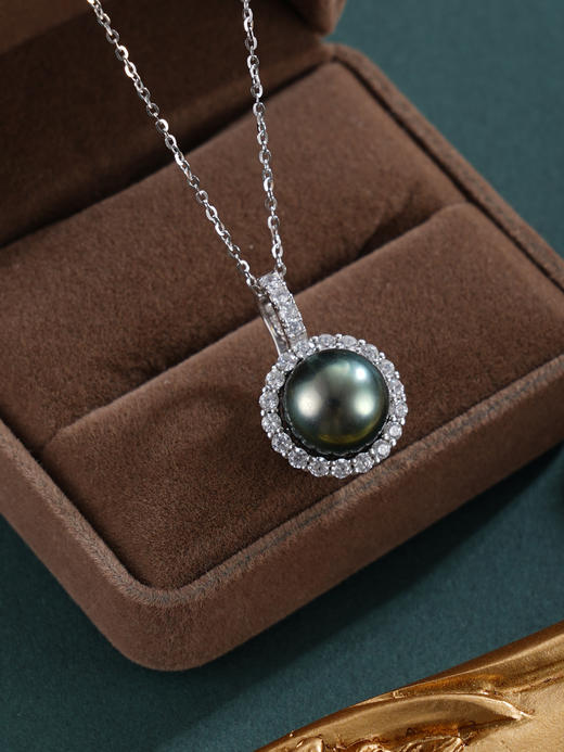 子佩集【幽澜妙影】银S925珍珠惜王妃套链【HJYDZ011】11mm珠圆环黑珠2601 商品图5