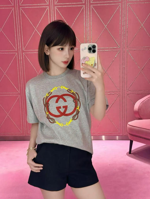 古驰 2026限定新品 心动登场 灰色马衔扣T恤(KX*MM) 商品图1