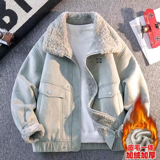 F011382皮毛一体机车服高街痞帅加厚羊羔绒棉衣外套 商品图0
