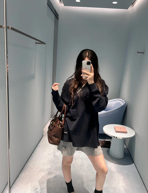 缪缪 新款来袭 斜拉链长袖POLO衫 蓝色/白色(MM) 商品图3