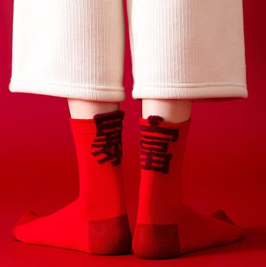 内茵 马年加厚中筒红款发财暴富袜丨平安裹足，富贵开路 商品图1