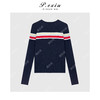 羊毛撞色条纹修身显瘦圆领长袖针织上衣 D440 商品缩略图1