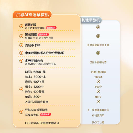 洪恩AI双语早教机 真护眼/真双语/真AI 下单赠早教机永久会员 商品图6