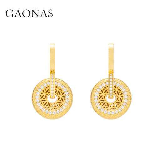 GAONAS  贵气老钱金色平安扣耳环11673EGO 商品图1