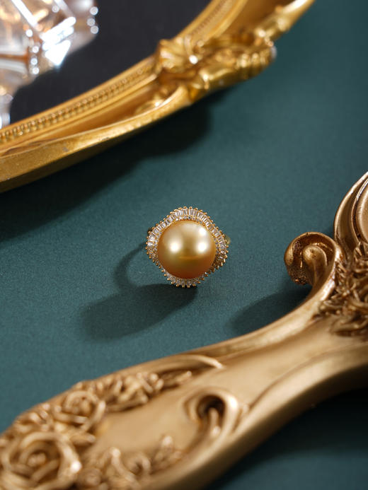 子佩集【四叶诗篇】银S925珍珠惜王妃戒指【HJYJZ013】13mm珠镀金四叶草金色珠2601 商品图2