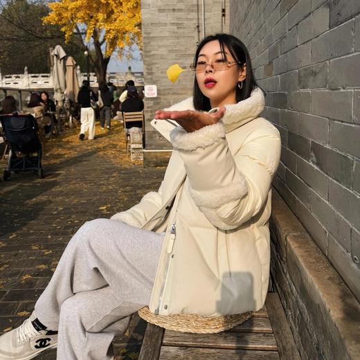 一店k（太哇塞了！订单货！）又又又来好东西啦！🤤贵妇级别！太高级了！750蓬90白鸭绒！二合一设计！北欧科技面料！羊毛点缀！三种面料拼接！四层防钻绒面料！贵贵快上万了都 M家羊毛拼接羽绒夹克 商品图2