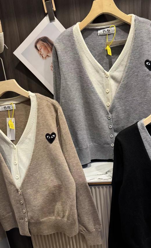 F011393温柔撞色假两件内搭设计V领针织开衫女款 商品图2