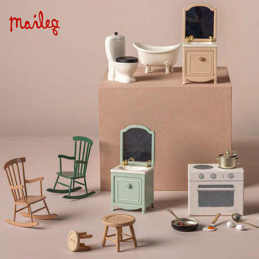 Maileg 娃娃屋套装 客厅与卧室 迷你精致 北欧风创意设计 适合3岁以上 丹麦国宝级玩具品牌 商品图3