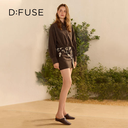 Dfuse迪芙斯2026春季新款时尚羊皮方头串珠穆勒拖鞋平底穆勒鞋单鞋DFE1110055 商品图1