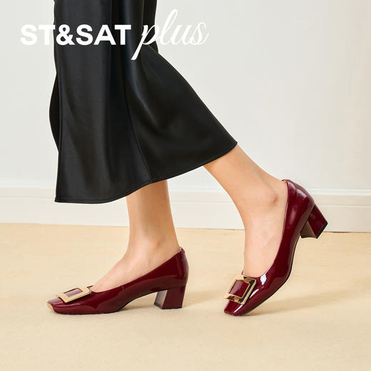 【方扣系列】星期六26春新款时尚金属方扣中低跟单鞋SSE1111024/SSE1111033 商品图7