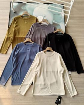 F011316冬季新品多色户外休闲速干运动德绒微拉绒圆领男女同款长袖T恤