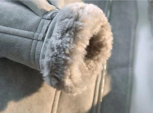 F011382皮毛一体机车服高街痞帅加厚羊羔绒棉衣外套 商品图6