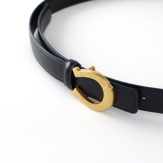 三彩2026新款黑金马蹄扣皮质腰带二层牛皮百搭通勤干练时尚束腰女 商品图4