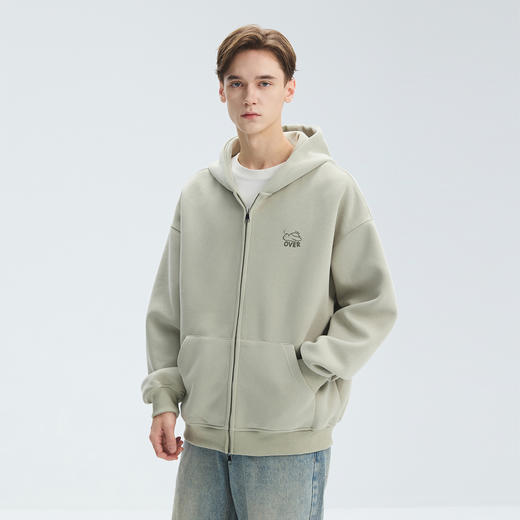 gxgjeans 男装男士开衫连帽卫衣25秋款简约时尚百搭宽松拉链校园通勤外套男K&C 商品图2