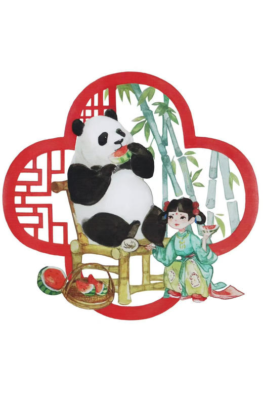 原创窗花，2026年熊猫主题窗花，几个做游戏大学生的原创，一组四款，尺寸：33×25㎝ 商品图2