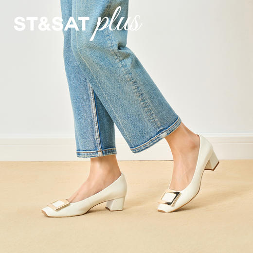 【方扣系列】星期六26春新款时尚金属方扣中低跟单鞋SSE1111024/SSE1111033 商品图9