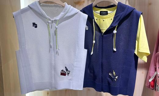 PG家新款女士镂空薄款针织背心来啦！纯原❗️一线针织工厂出！最新一季的爆品🔥！是海报主推的一件重工小背心！一件背心拥有拉链+撞色穿绳+徽章等多个复杂工艺！针织的东西看材质看缝盘！一眼高品质！ 商品图0