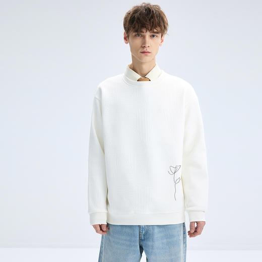 gxgjeans 男装【肌理感面料】男士圆领卫衣25秋款个性绣花时尚百搭青少年打底K&C 商品图2