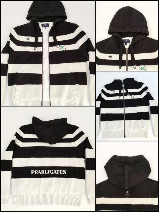 PG家早春新款女士条纹绵羊毛混纺针织外套来啦！韩版原单❗️客供纱线🧶，舒适与温暖同行！！采用宽间距+不同宽窄横向间色！避免了通身条纹的膨胀感！ 商品图4